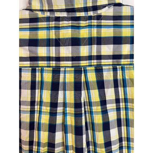 Tommy Hilfiger Mens XL Plaid Button-Down Shirt Yellow/Blue100%Cotton Long Sleeve - Picture 4 of 12